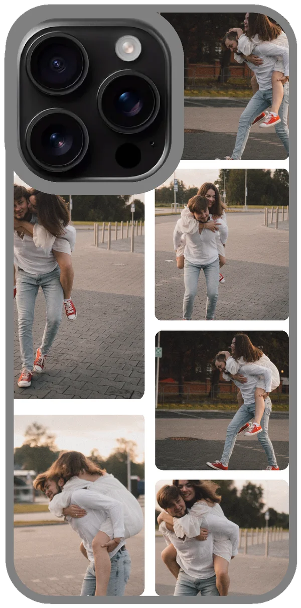 Case con collage de fotos de pareja